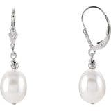A pair of 925 SS Dangle Earrings featuring white pearl-like beads attached to silver hooks.