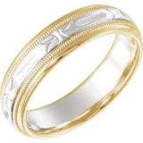 A Comfort-Fit Pattern Band with intricate detailing along the edges.