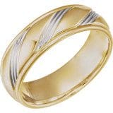 A Pattern Wedding Band with a subtle intertwined silver pattern.