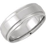 A simple, Continuum Silver Bands with a polished finish and a slightly raised central band.