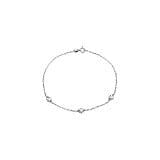A delicate Flower Anklet 10" with three small heart-shaped charms evenly spaced along the chain.