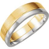 A two-tone Curved Band featuring a gold band with brushed texture and polished silver edges.
