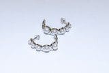 Two Hoop Pearls Earrings Set on 925 Sterling Silver Plated With Rhodium S 1.42 In against a plain white background.