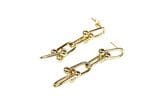 18k Yellow Linear Drop Earrings 1.62 In L displayed on a white background.