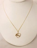 18k Yellow Gold Mom Necklace W/Diamond Pendant 18 Inches L