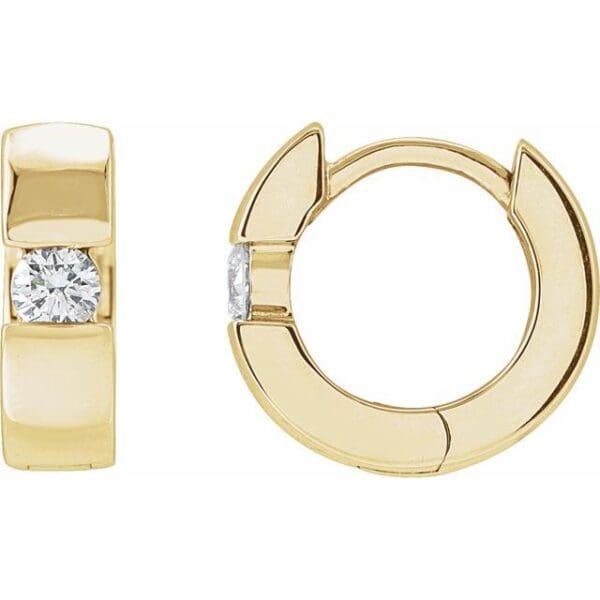 14K Yellow 1/4 CTW Natural Diamond 12 mm Hinged Huggie Hoop Earrings