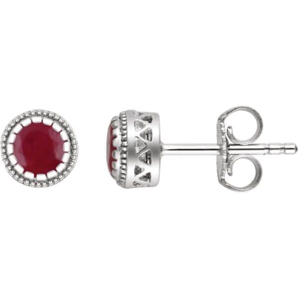 14K White 4 mm Round Bezel-Set Earring Mounting