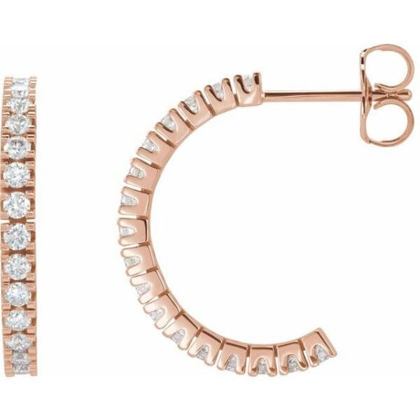 14K Yellow 2 mm Round Accented 20.5 mm Hoop Earring Mounting