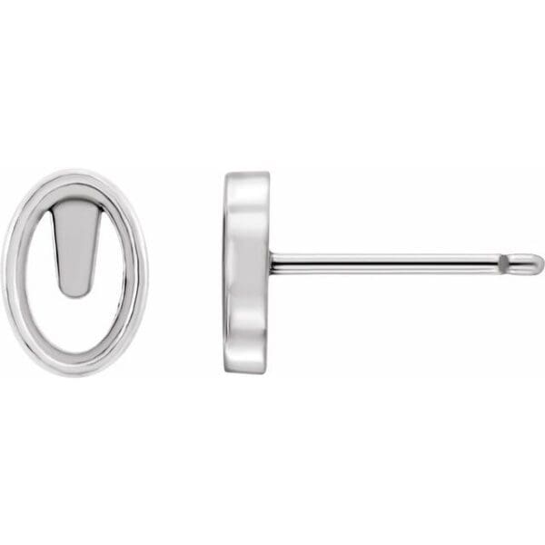 Sterling Silver 7x5 mm Oval Bezel-Set Earring Mounting