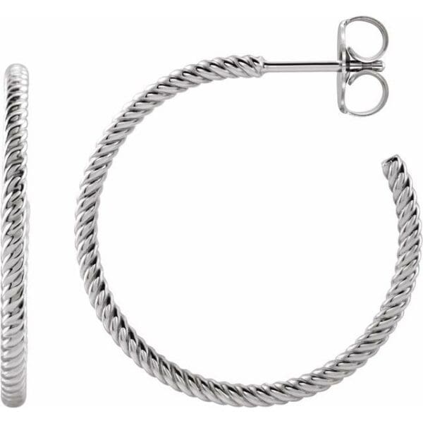 14K Yellow Rope 17 mm Hoop Earrings