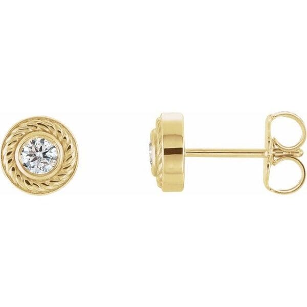 14K Yellow 3 mm Round Rope Earring Mounting