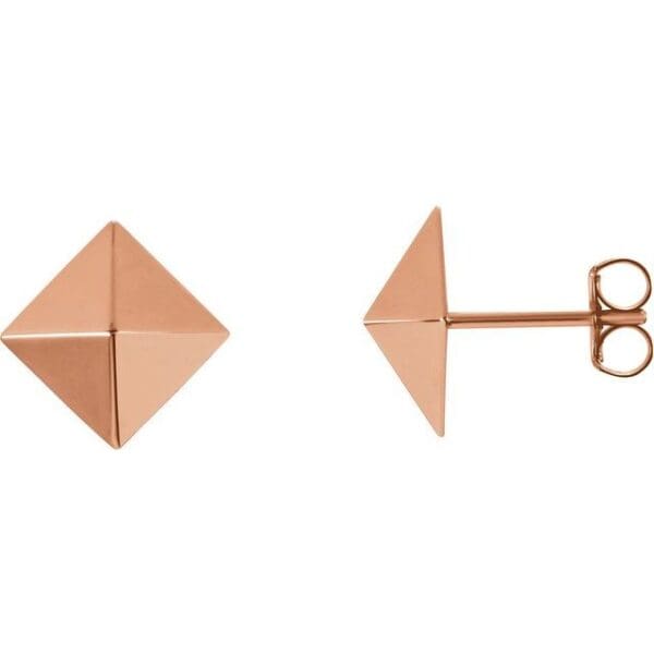 18K Yellow Pyramid Stud Earrings