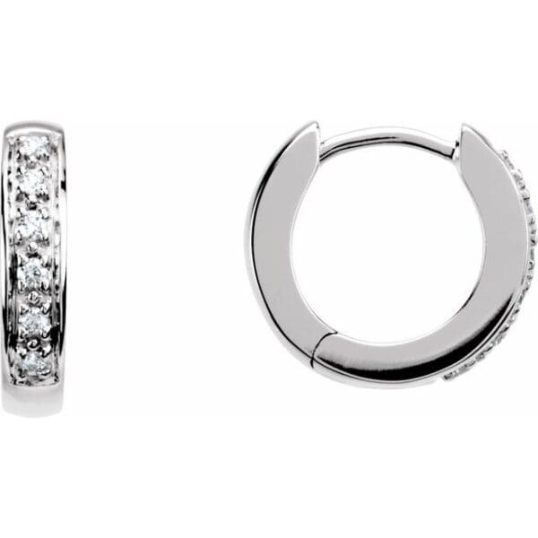 14K White 1/3 CTW Natural Diamond Hinged 15.8 mm Hoop Earring