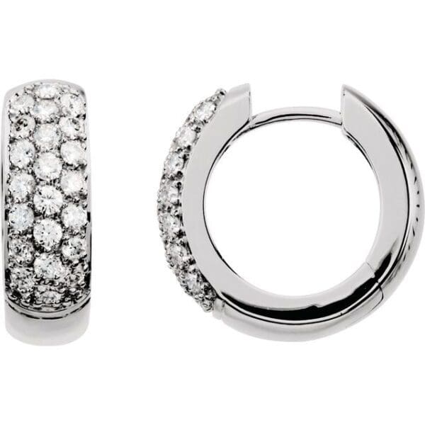 14K White 1/3 CTW Natural Diamond Hoop Earrings