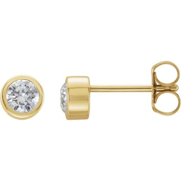 14K White Natural Pink Tourmaline Bezel-Set Earrings