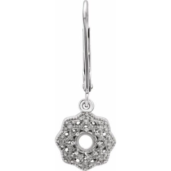 14K White 4 mm Round Halo-Style Earring Mounting