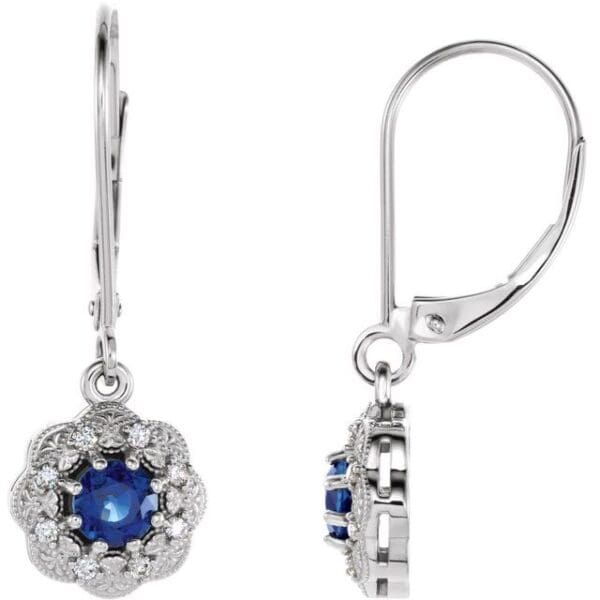 14K White 4 mm Round Halo-Style Earring Mounting