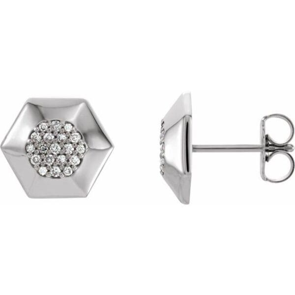 Platinum 1/6 CTW Natural Diamond Geometric Earrings