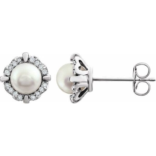14K White Natural Mozambique Garnet & 1/10 CTW Natural Diamond Earrings