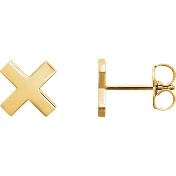 14K Yellow 7.9 mm X Earrings