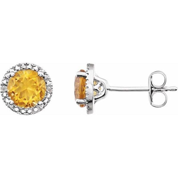 Sterling Silver Natural Mozambique Garnet & .01 CTW Natural Diamond Earrings