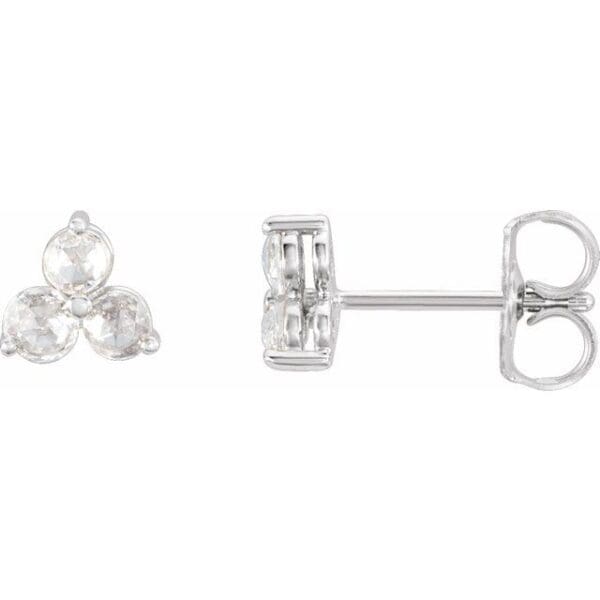 14K Yellow 3 mm Round Three-Stone Earring Mounting