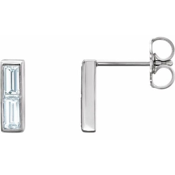 14K White Straight Baguette Earring Mounting