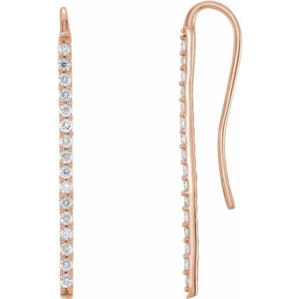 14K Yellow 1/3 CTW Natural Diamond Bar Earrings