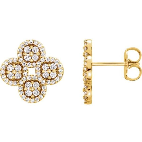14K White 1/2 CTW Natural Diamond Clover Earrings