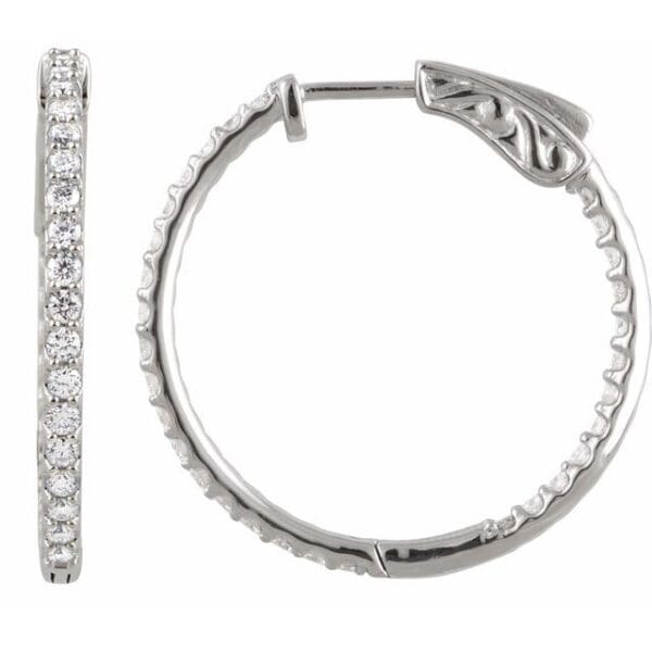 14K White 2.5 mm Round Inside-Outside 41.5 mm Hinged Hoop Earring Mountings
