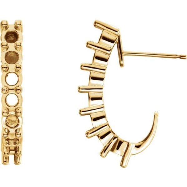 14K White 3 mm Round J-Hoop Earring Mounting