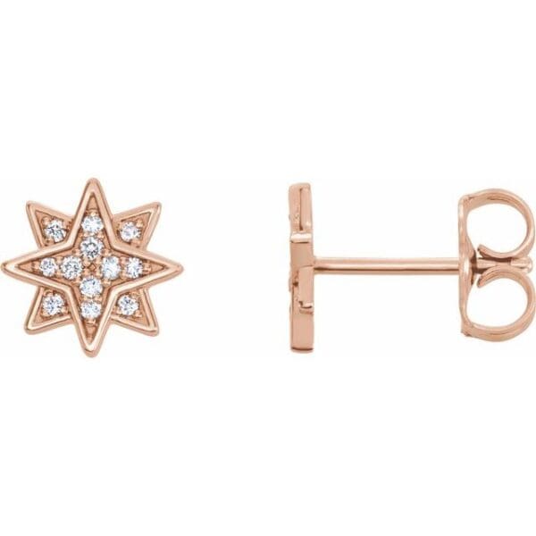 14K White .08 CTW Natural Diamond Star Earrings
