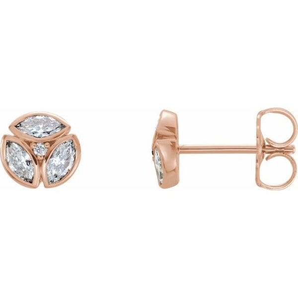 14K White 4x2 mm Marquise Bezel-Set Earring Mounting