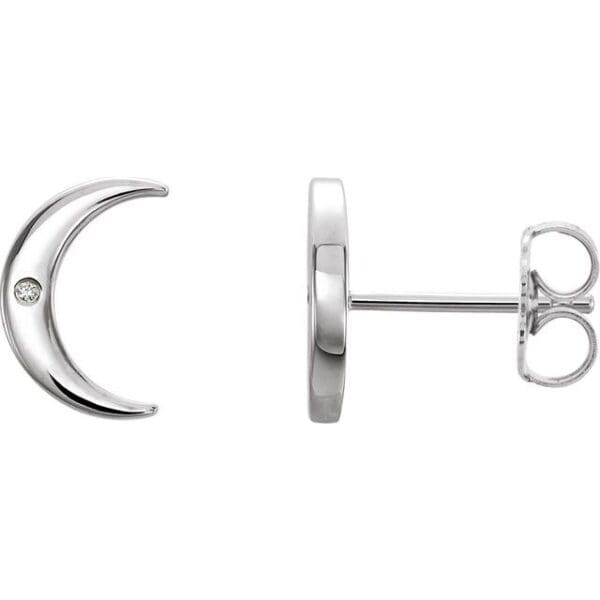 14K White .005 CTW Natural Diamond Crescent Earrings