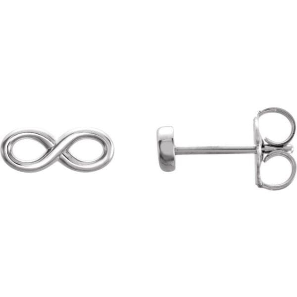 14K White Infinity-Inspired Earrings