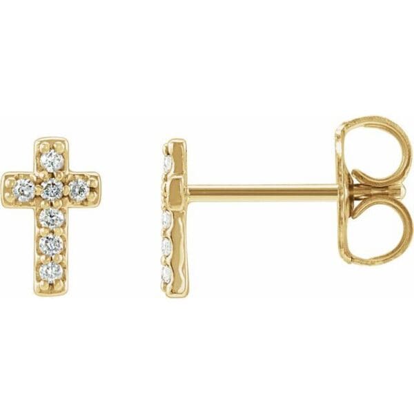 14K White Cross Single Earring Mounting