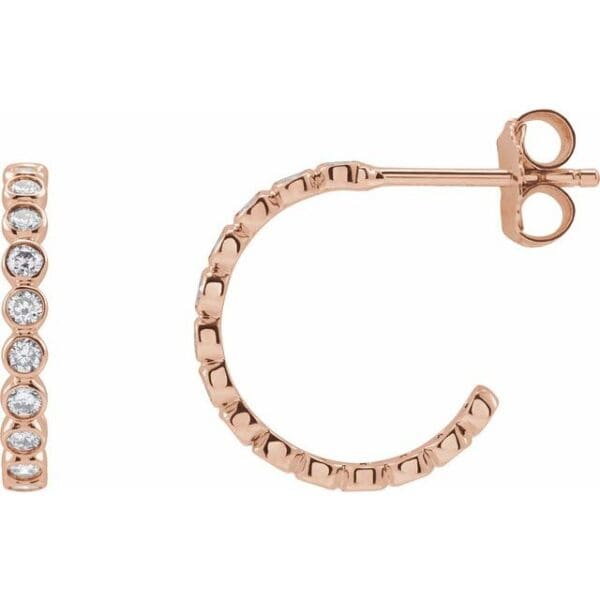 14K White 1.5 mm Round Bezel-Set 11.1 mm Hoop Earring Mounting