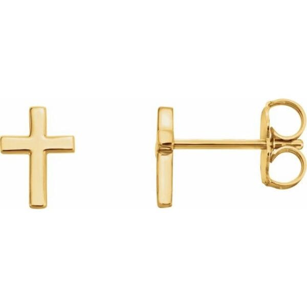 14K White 7.5 mm Cross Single Earring