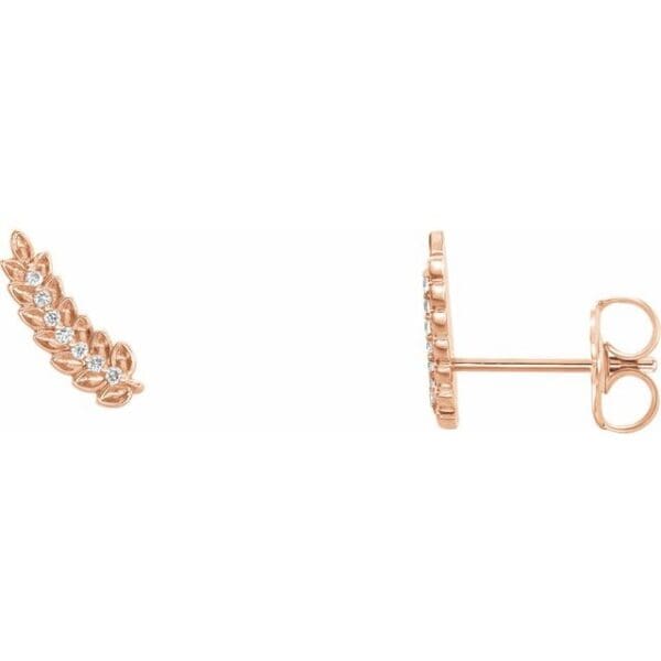 14K White .03 CTW Natural Diamond Leaf Ear Climbers
