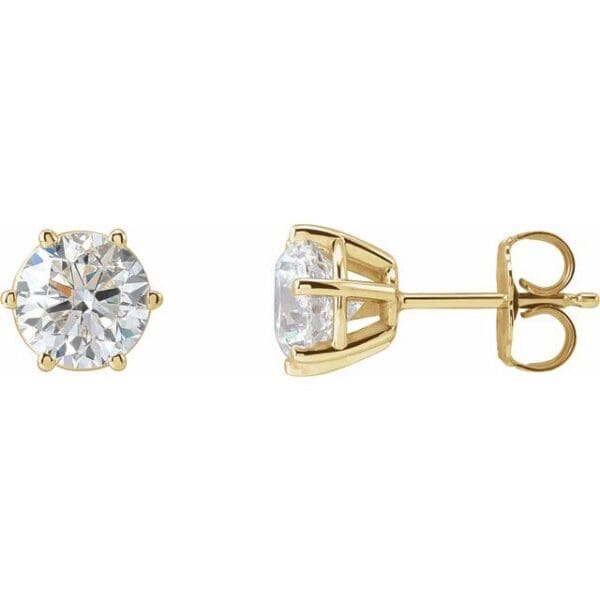 14K White 5 mm Round 6-Prong Stud Earring Mounting
