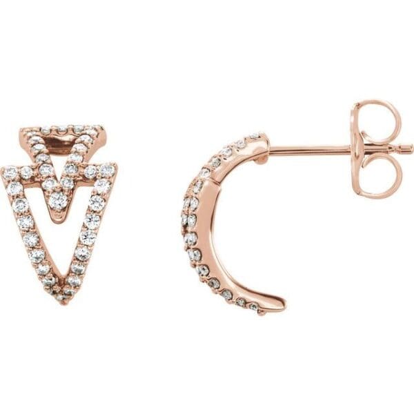 14K White 1/4 CTW Natural Diamond Geometric Hoop Earrings