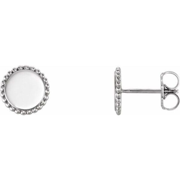 Sterling Silver Engravable Beaded Earrings
