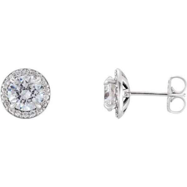 14K White 5 mm Round Halo-Style Earring Mounting