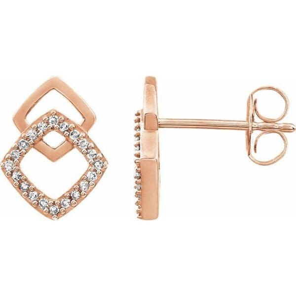 14K Yellow 1/10 CTW Natural Diamond Geometric Earrings