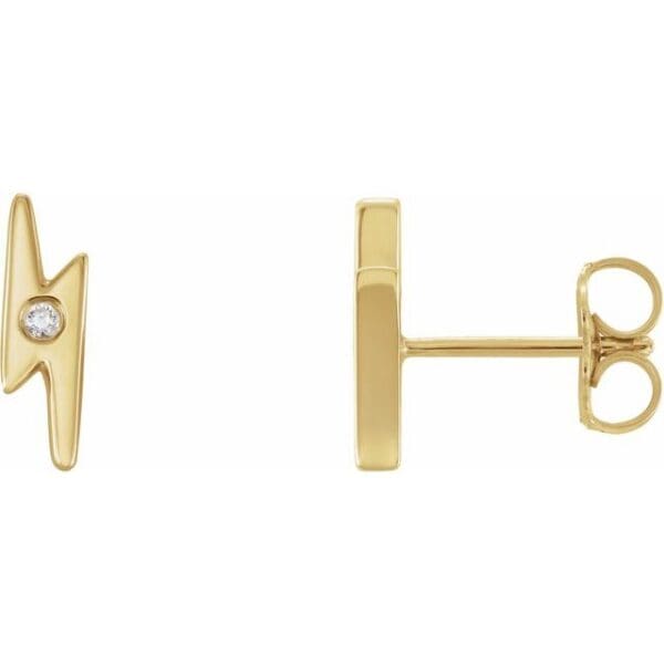 14K Yellow .03 CTW Natural Diamond Lightning Bolt Earrings