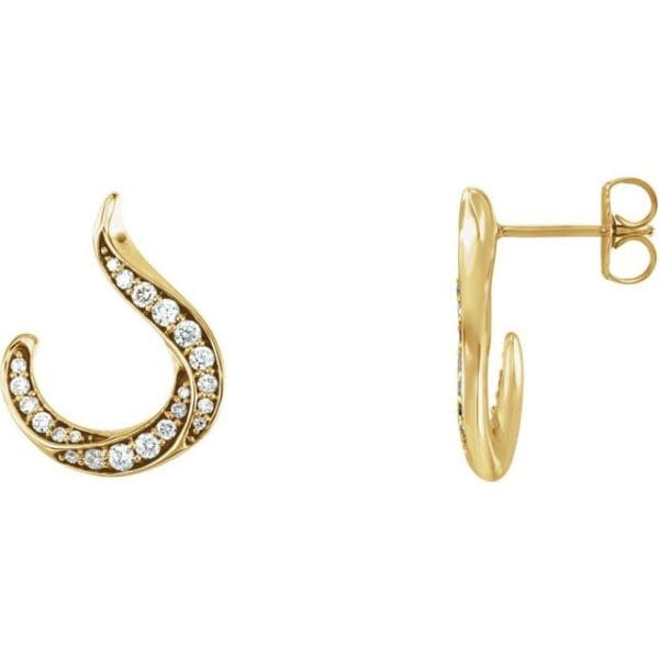 14K Yellow 3/8 CTW Natural Diamond Freeform Earrings