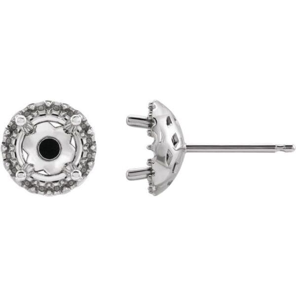 14K Yellow 4 mm Round Halo-Style Earring Mounting