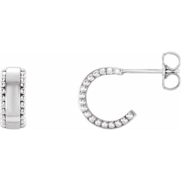 14K Yellow Beaded 10.3 mm Hoop Earrings