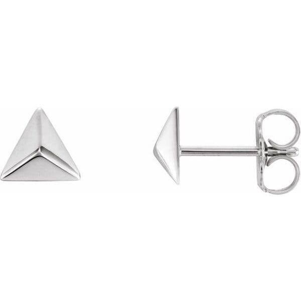 14K Yellow Pyramid Single Earring