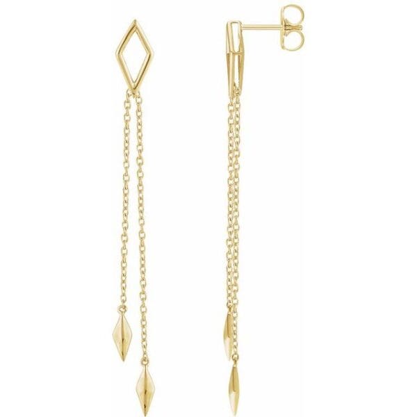 14K Yellow Geometric Chain Earrings